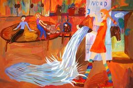 Усанова Софья, 9 лет, Пеппи собирается мыть пол, б., гуашь, ДШИ ''Гармония'', г.Волжский