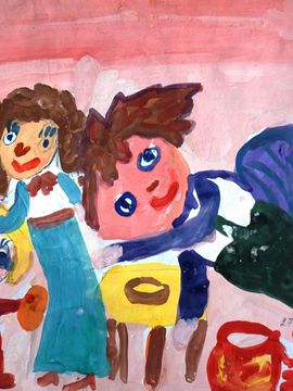 Чусова Анастасия, 9 лет, Знакомство, б., гуашь, Нововаршавская школа-интернат, Омская обл.