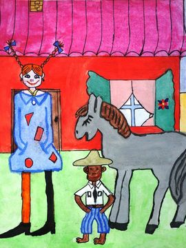 Эбергардт Елена, 13 лет, Пеппи длинныйчулок, б., акварель, Славянская ДШИ, Омская обл.