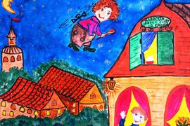 Вильчинская Анастасия, 10 лет, Карлсон прилетел, б., смеш. техн., ДХШ №3, г.Орша, Беларусь