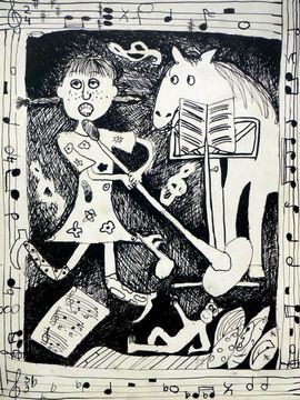 Вокуркова Вероника, 12 лет, Пипи и её песенка, б., тушь, Основная худ.школа, г.Плзень, Чехия