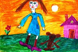 Горбачёва Юлия, 7 лет, Пипи с обезьянкой, б., флом., р.п.Нововаршавка, Омская обл.