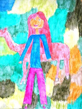 Гоушкова Сюзана, 8 лет, Пипи и лошадка, б., цв.кар., Основная худ.школа, г.Плзень, Чехия