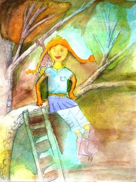 Гроникова Катерина, 12 лет, Пипи на дереве, б., смеш.техн., Основная худ.школа, г.Плзень, Чехия