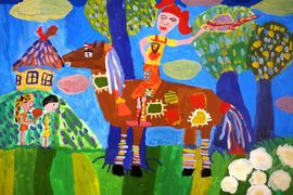 Денисова Карина, 9 лет, Пеппи длинныйчулок, б., гуашь, ВОДХГ, г.Волгоград