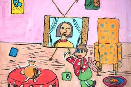 Дробязко Кристина, 10 лет, Карлсон и телевизор, б., смеш.техн., Нововаршавская ДХШ, Омская обл.