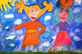 Карпук Кристина, 11 лет, Пеппи с подружкой устроили дискотеку на лугу, б., смеш.техн., ДХШ, г.Полоцк