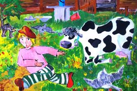 Клименко Татьяна, 14 лет, Эмиль из Леннеберги, б., гуашь, ДШИ №3, г.Орша, Беларусь