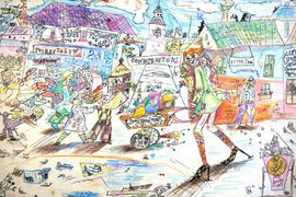 Кошолкин Дмитрий, 10 лет, Пеппи везет подарки малышам, б., смеш.техн., ДХШ ''Гармония'', г.Волжский