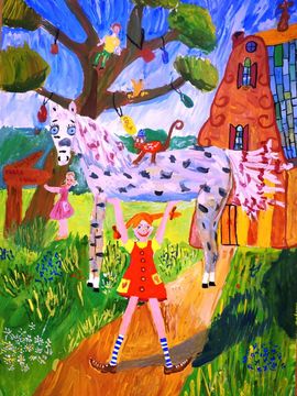 Либина Елена, 11 лет, Сильная Пеппи, б., гуашь, ВОДХГ, г.Волгоград