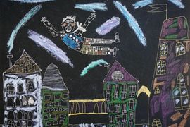 Мазин Виктор, 6 лет, Карлсон над Стокгольмом, б., смеш.техн., ВОДХГ, г.Волгоград