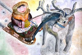 Байгаринова Дарья, 13 лет, Дружба  оленя и девочки, б., гуашь, ДХШ, г. Волгодонск, Ростовская обл