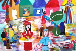 Бугай Алёна, 11 лет, Масленица, б., гуашь, с. Лузино, Омская обл