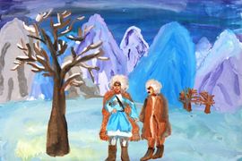 Валиуллина Алина, 10 лет, Серьёзный разговор, б., гуашь, ДХШ №2, г. Набережные Челны