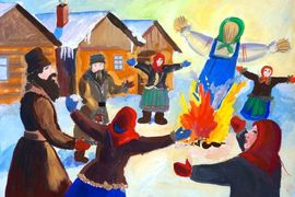 Кулаков Никита, 14 лет, Масленица, б., гуашь, ДХШ, г.Мурманск.