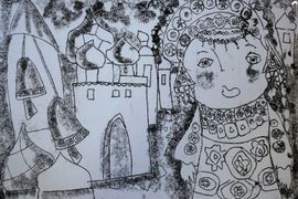 Лукашова Александра, 8 лет, Русская красавица, б., монотипия, ДШИ №5, г. Волгоград