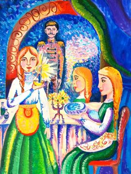 Минко Карина, 13 лет, Гадание на святки, б., гуашь, р.п. Таврическое, Омская обл