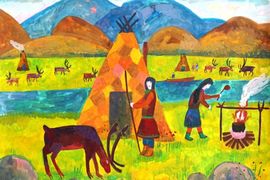 Сухова Валерия, 12 лет, Жизнь оленеводов, б., гуашь, МОУ ДОД ДХШ им. А. А. Бузовкина, г. Серпухов, Московская обл..