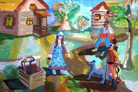 Харитонов Даниил, 12 лет, Встреча у колодца, б., гуашь, ДШИ №2, г. Гурьевск