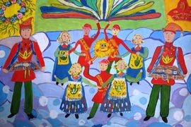 Хвостова Анастасия, 9 лет, Поем народную песню, б., гуашь, ДШИ, с. Лузино, Омская обл.