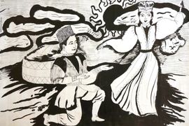 Хохлашов Александр, 12 лет, Приглашение ктанцу, б., тушь, ДХШ им. Г. О. Рончешского, Калмыкия, г. Элиста