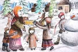 Шестак Мария, 12 лет, Наша масленица, б., смеш. тех., с. Лузино, Омская обл
