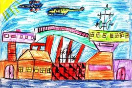 Бек Сулган, 8 лет, Новые и старые дома, б., цв. карандаши, ЧИШ, г. Волгоград