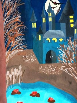 Деточенко Юлия, 11 лет, Цветущие ночью кувшинки, б., гуашь, ВОДХГ, г. Волгоград