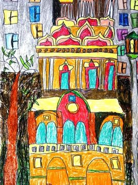 Кисилева Анастасия, 7 лет, Московский храм, б.,пастель, ВОДХГ, г. Волгоград