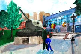 Корчуганова Анна, 13 лет, Площадь Победы, б., гуашь, ДХШ №2, г. Барнаул