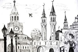 Овчинникова Аделина, 13 лет, Я люблю свой город, б., смеш. тех., ДХШ №3, г. Казань