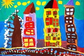 Пономарева Эльвира, 4 года, Город,б., гуашь, ВОДХГ, г. Волгоград