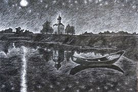 Володина Анастасия, 14 лет, Храм Покрова на Нерли, б., гел. ручка,  ДХШ, Владимирская обл., г. Собинск