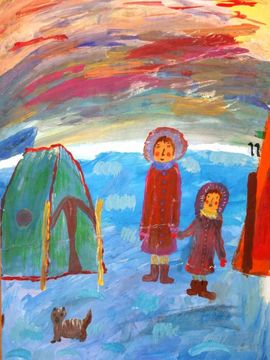 Кучинова Анастасия, 11 лет, Северное сияние, б., гуашь, ДХШ, г. Исилькуль