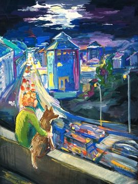Рубанова Элина, 14 лет, Ночная Казань, б., гуашь, ДХШ №1, г. Казань