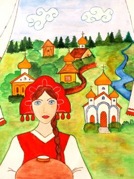 Соколова Алина, 13 лет, Россия - родина моя!, б., акварель, МОУ СОШ  №40, г. Волгоград