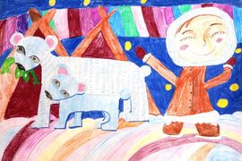 Тимонина Елена,10 лет, Полярная ночь, б., цветные карандаши, МБОУ ДОД ДХШ, г. Мурманск