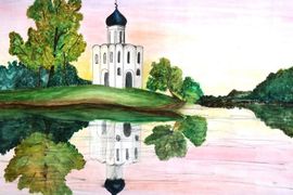 Трафимова Яна, 15 лет, Церковь Покрова на Нерли, б., смеш. тех., ДХШ, г. Собинка, Владимирская обл.