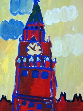 Васильева Анастасия, 5 лет, Спасская башня, б., гуашь, г. Волгоград
