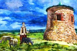 Якупова Эльвира, 11 лет, Булгаровский пастушок, б., акварель, ДХШ №3 им. Б. М. Альменова, г. Казань