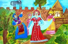 Сосницкая Алиса, 11 лет, Иван Царевич и серый волк, б., гуашь, МБУДО, ДШИ, преп. Здоровцева Е. В., г. Новошахтинск, Ростовская обл.
