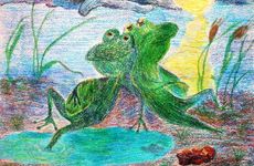 Тинькова Ксения, 11 лет, Сказка с тяжелым концом, б., восковые мелки, МОУ ДОД ДХШ №4,преп. Чумакова-Семенова И.Г.,г.Саранск
