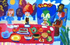 Толкачева Валерия, 8 лет, Сказочное чаепитие, б., гуашь, г. Волгоград