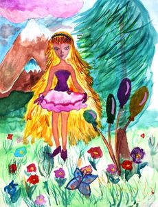 Хомич Анастасия, 11 лет, Мальвина, б.,акварель