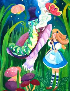 Шнайдерман София, 10 лет, Алиса в стране чудес, б., гуашь, ДХШ, преп. Парафиева М. А., г. Волгодонск, Ростовская обл.