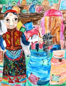 Глухова Дарья, 11 лет, Ночь перед Рождеством, б., акварель, МБОУ ДОД, ДШИ, преп. Кутькина В. А., с. Лузино, Омская обл.