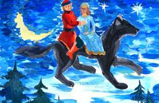 Дашкина Амина, 14 лет, Иван Царевич и серый волк, б., гуашь, ДХШ №3, преп. Хлебникова Т. А., г. Пенза  