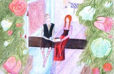 Кайманова Елизавета, 13 лет, Кай и Герда, б., цв. карандаши, МАУ ДО, ДХШ №2, преп. Шарафутдинова Г. Т., г. Набережные Челны