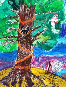 Лелекова Анастасия, 6 лет, У Лукоморья дуб зелёный,б., смеш. тех., преп. Ковешникова Т. Р. 
