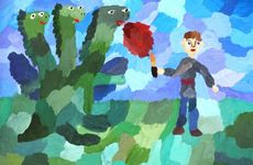 Рыбакова Юлия, 11 лет, Добрыня и Горыныч, б., гуашь, МКОУ ДОД Называевская ДШИ, преп. Волина Г. Т., г. Называевск, Омская обл.